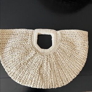 Ramla Elegant Cream Woven Tote Bag